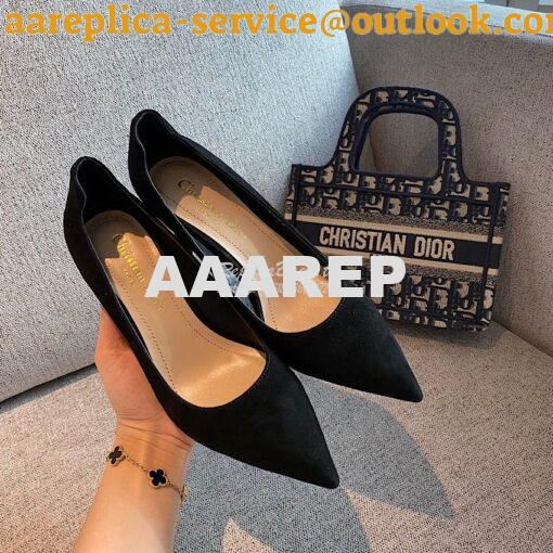 Replica Dior D-Moi Pump Black Suede Lambskin KDP487 4