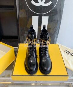 Replica Fendi Fendigraphy Brushed-Leather Biker Lace-Ups 8T8356 2