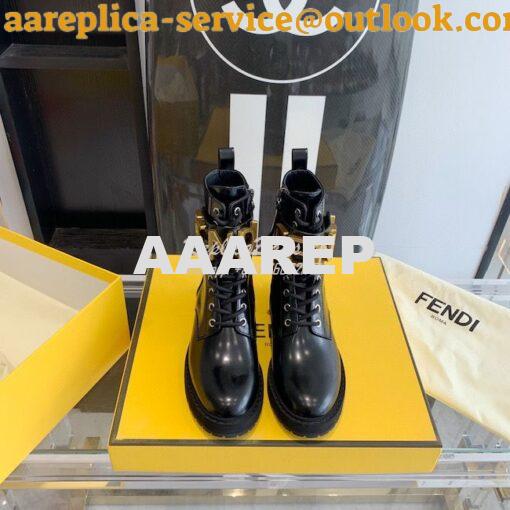 Replica Fendi Fendigraphy Brushed-Leather Biker Lace-Ups 8T8356 2