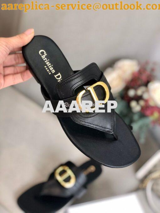 Replica Dior 30 Montaigne Flat Thong KCQ386 Black 7