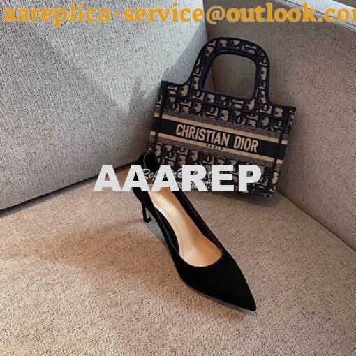 Replica Dior D-Moi Pump Black Suede Lambskin KDP487 5