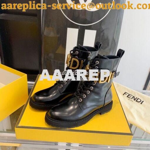 Replica Fendi Fendigraphy Brushed-Leather Biker Lace-Ups 8T8356 3