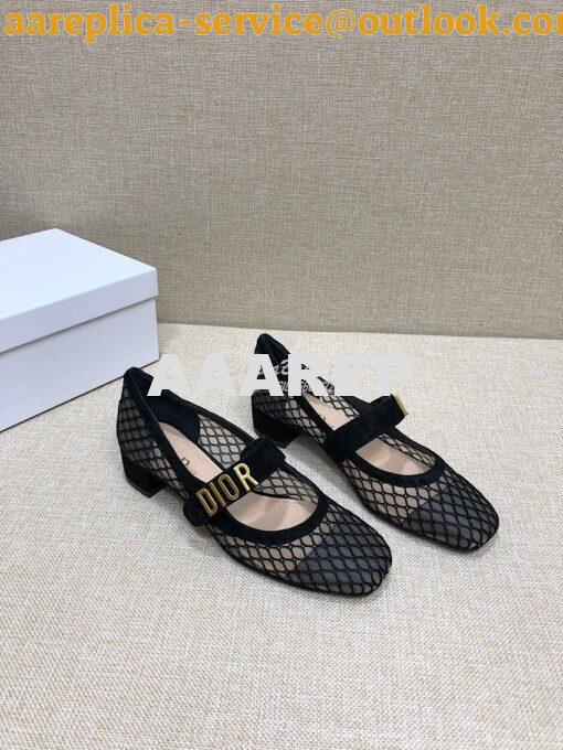 Replica Dior Mary Jane Ballet Pump in Black Mesh KCB651