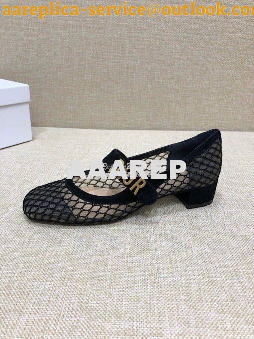 Replica Dior Mary Jane Ballet Pump in Black Mesh KCB651 2