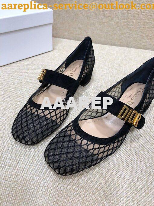 Replica Dior Mary Jane Ballet Pump in Black Mesh KCB651 4