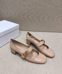 Replica Dior Mary Jane Ballet Pump Patent Calfskin KCB651 Beige 2