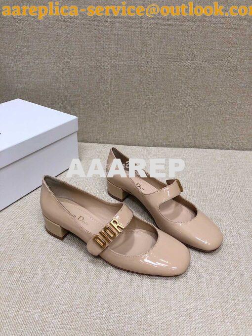 Replica Dior Mary Jane Ballet Pump Patent Calfskin KCB651 Beige 2