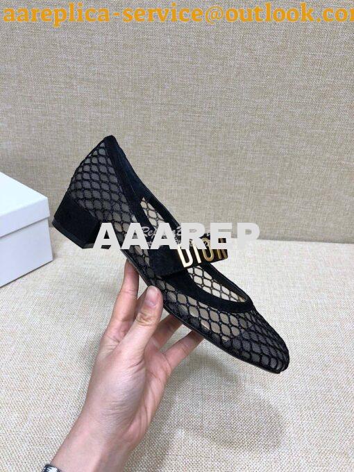 Replica Dior Mary Jane Ballet Pump in Black Mesh KCB651 5