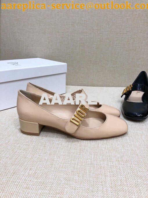 Replica Dior Mary Jane Ballet Pump Patent Calfskin KCB651 Beige 3