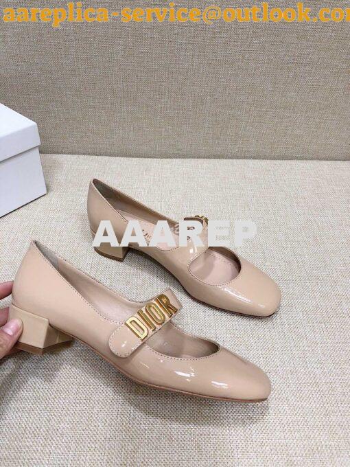 Replica Dior Mary Jane Ballet Pump Patent Calfskin KCB651 Beige 4