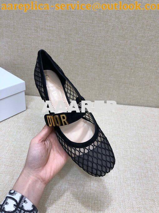 Replica Dior Mary Jane Ballet Pump in Black Mesh KCB651 6