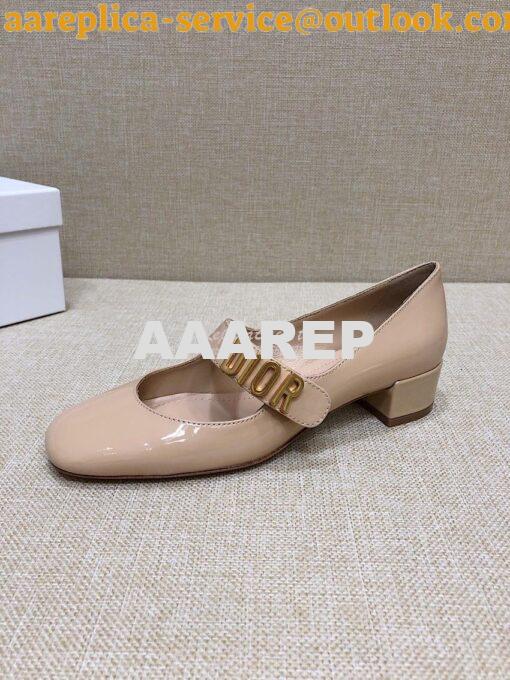 Replica Dior Mary Jane Ballet Pump Patent Calfskin KCB651 Beige 5