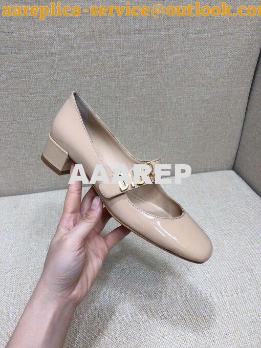 Replica Dior Mary Jane Ballet Pump Patent Calfskin KCB651 Beige 6