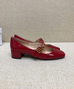 Replica Dior Mary Jane Ballet Pump Patent Calfskin KCB651 Red