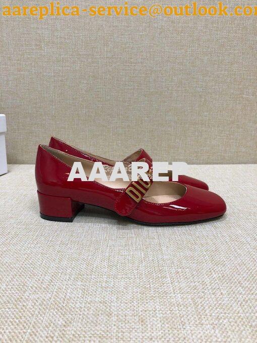 Replica Dior Mary Jane Ballet Pump Patent Calfskin KCB651 Red