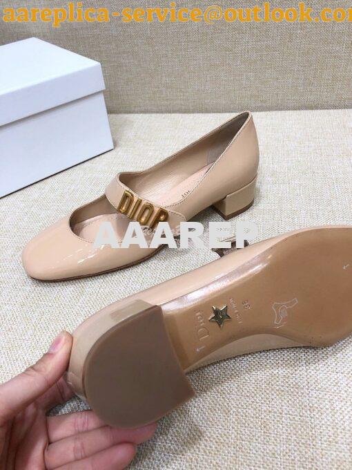 Replica Dior Mary Jane Ballet Pump Patent Calfskin KCB651 Beige 8