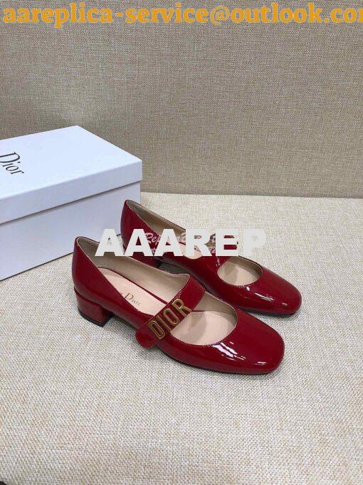 Replica Dior Mary Jane Ballet Pump Patent Calfskin KCB651 Red 3