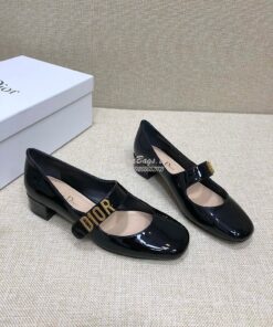 Replica Dior Mary Jane Ballet Pump Patent Calfskin KCB651 Black 2