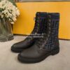 Replica Fendi Rockoko Black Leather Biker Boots With Stretch Fabric 8T 10