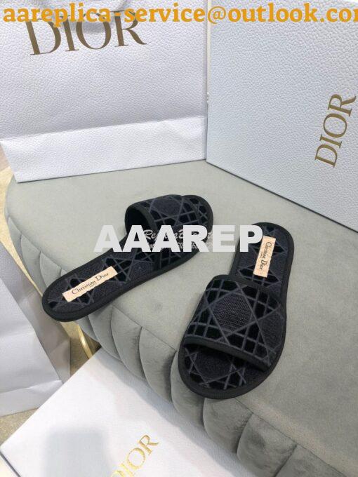 Replica Dior Chez Moi Slide Cannage Embroidered Velvet KCQ488 Black 3