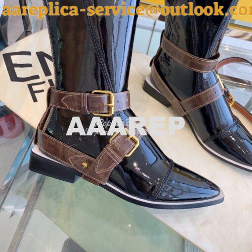 Replica Fendi Glossy Neoprene FFrame Harness Boots Black 7