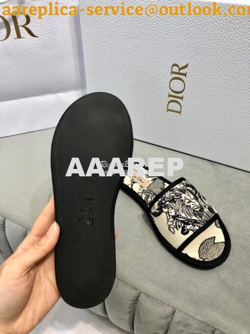 Replica Dior Chez Moi Slide Black and White Dior Zodiac Embroidered Co 8