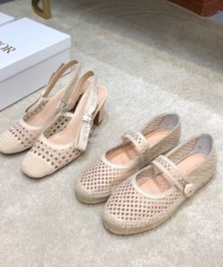 Replica Dior & Moi Slingback Pump Cream Cannage Mesh Embroidery KDP890