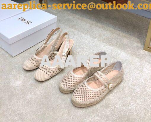 Replica Dior & Moi Slingback Pump Cream Cannage Mesh Embroidery KDP890