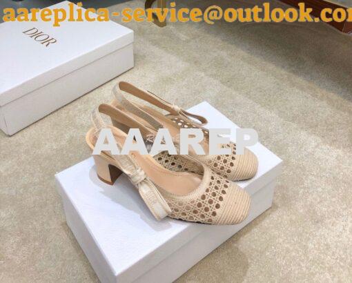 Replica Dior & Moi Slingback Pump Cream Cannage Mesh Embroidery KDP890 2