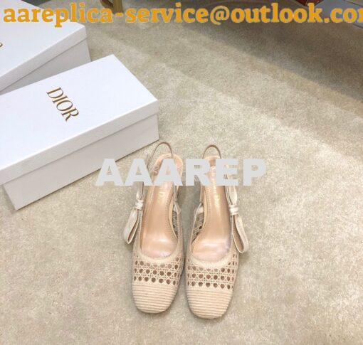 Replica Dior & Moi Slingback Pump Cream Cannage Mesh Embroidery KDP890 3