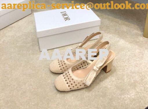 Replica Dior & Moi Slingback Pump Cream Cannage Mesh Embroidery KDP890 4