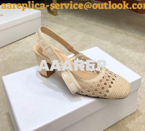 Replica Dior & Moi Slingback Pump Cream Cannage Mesh Embroidery KDP890 5