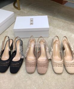 Replica Dior & Moi Slingback Pump Nude Cannage Mesh Embroidery KDP890