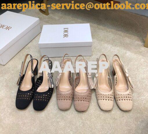 Replica Dior & Moi Slingback Pump Nude Cannage Mesh Embroidery KDP890