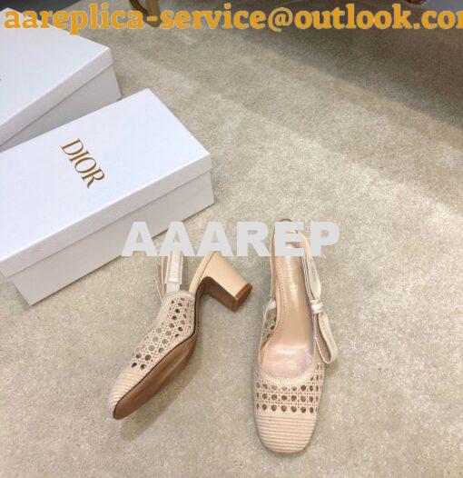 Replica Dior & Moi Slingback Pump Cream Cannage Mesh Embroidery KDP890 6