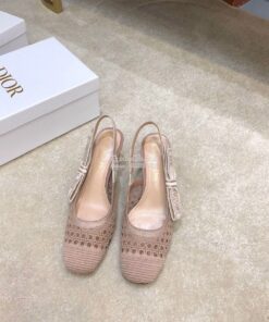 Replica Dior & Moi Slingback Pump Nude Cannage Mesh Embroidery KDP890 2