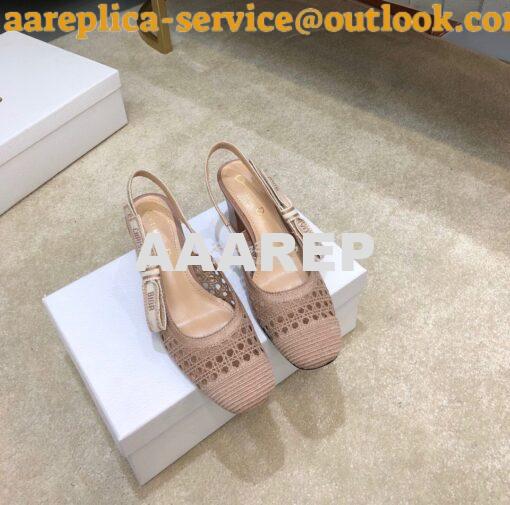 Replica Dior & Moi Slingback Pump Nude Cannage Mesh Embroidery KDP890 3