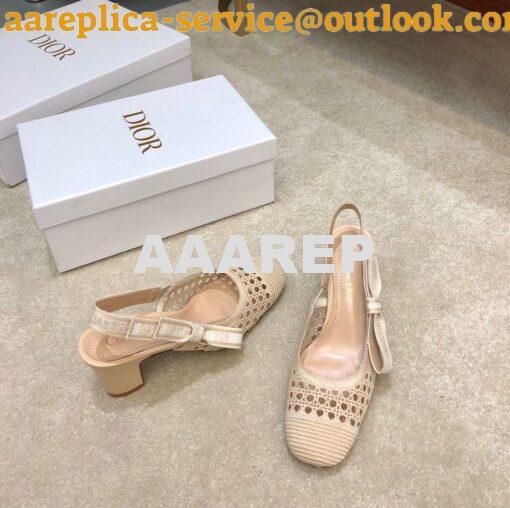 Replica Dior & Moi Slingback Pump Cream Cannage Mesh Embroidery KDP890 7