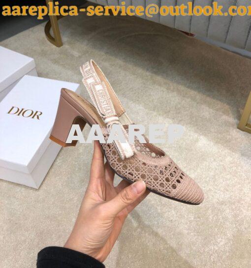 Replica Dior & Moi Slingback Pump Nude Cannage Mesh Embroidery KDP890 7