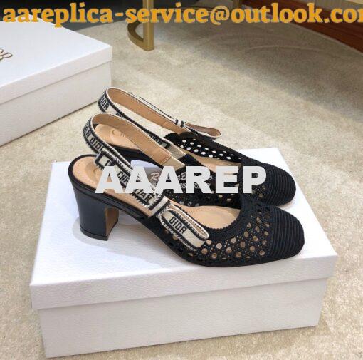 Replica Dior & Moi Slingback Pump Black Cannage Mesh Embroidery KDP890