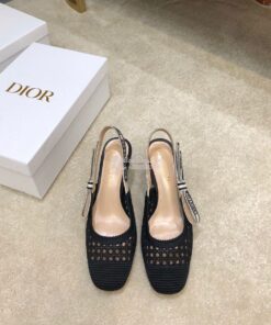 Replica Dior & Moi Slingback Pump Black Cannage Mesh Embroidery KDP890 2