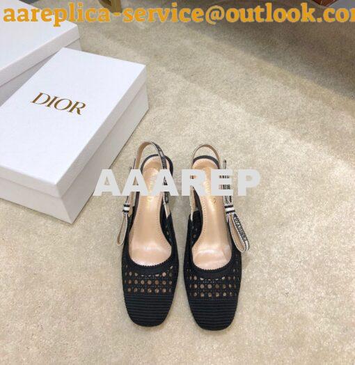 Replica Dior & Moi Slingback Pump Black Cannage Mesh Embroidery KDP890 2