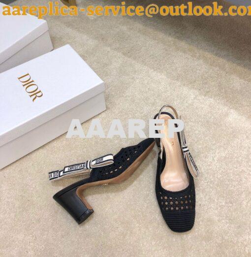 Replica Dior & Moi Slingback Pump Black Cannage Mesh Embroidery KDP890 3