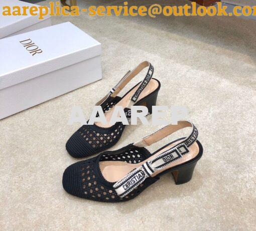 Replica Dior & Moi Slingback Pump Black Cannage Mesh Embroidery KDP890 4