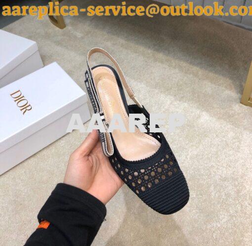 Replica Dior & Moi Slingback Pump Black Cannage Mesh Embroidery KDP890 5