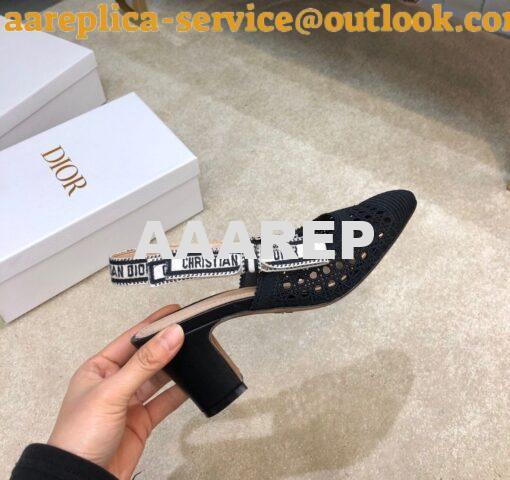 Replica Dior & Moi Slingback Pump Black Cannage Mesh Embroidery KDP890 6