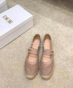 Replica Dior Caro Espadrille Ballerina Flat Nude Mesh Embroidery KCB67