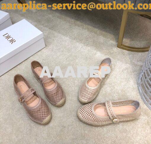 Replica Dior Caro Espadrille Ballerina Flat Nude Mesh Embroidery KCB67 2