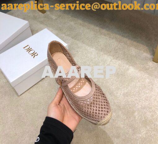 Replica Dior Caro Espadrille Ballerina Flat Nude Mesh Embroidery KCB67 3