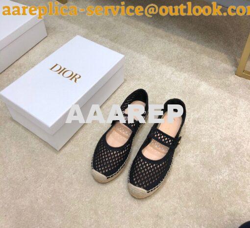 Replica Dior Caro Espadrille Ballerina Flat Black Mesh Embroidery KCB6